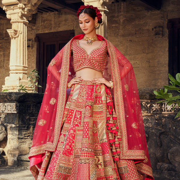 Unique Wine Hue Paisley Worked Bridal Lehenga Enriched with Bordered Dupatta