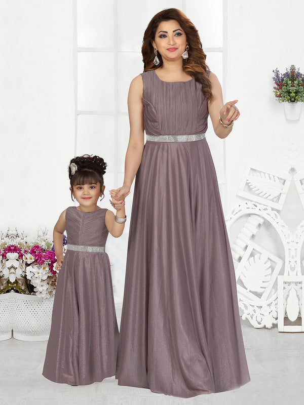 Women's Trendy Mullberry Color Party Wear Gown For Baby