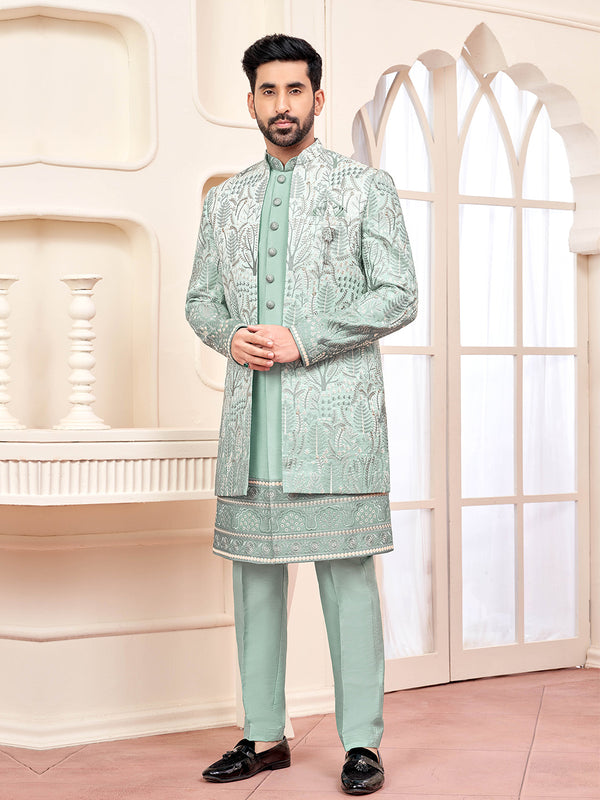 Ethnic Serene Pastel Green Indo-Western