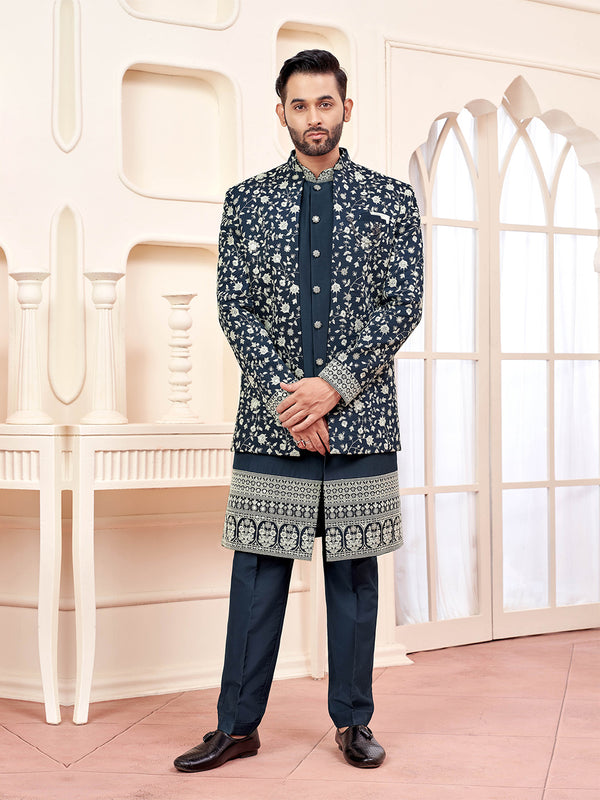 Royal Majestic Dark Blue Indo-Western Outfit