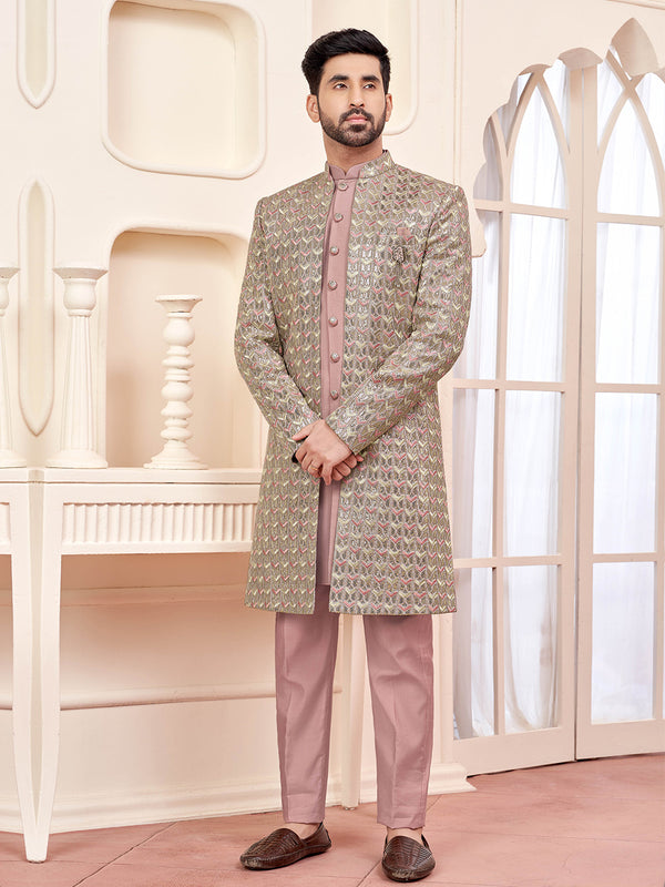 Perfect  Grand  Elegant Peach Indo-Western