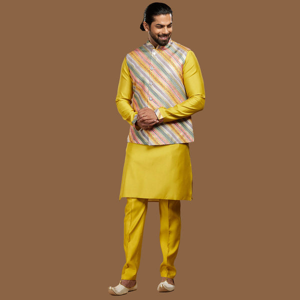 Spectrum Multi-Color Men Nehru Jacket Set  for Wedding