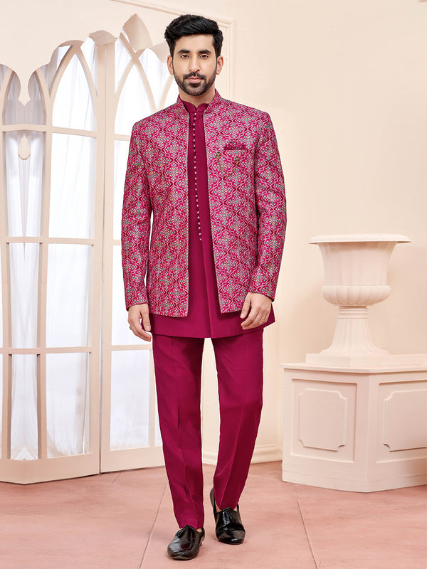 Ethnic Regal Dark Pink Jodhpuri Set