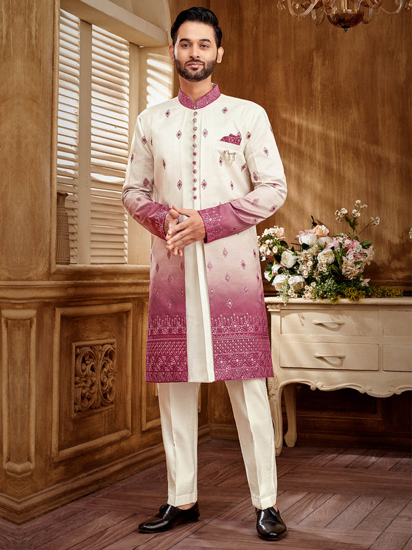 Harmonious Blend of Tradition  Pink and White Indo-Western Set