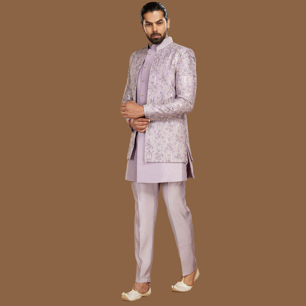 Blooms of Elegance Lilac Indowestern Ensemble for Men