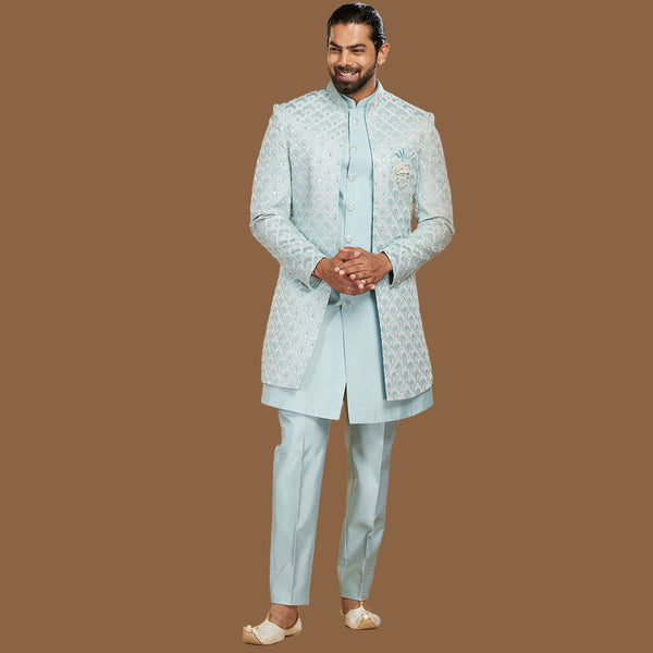 Blue Regal Azure Elegance Indowestern for Men