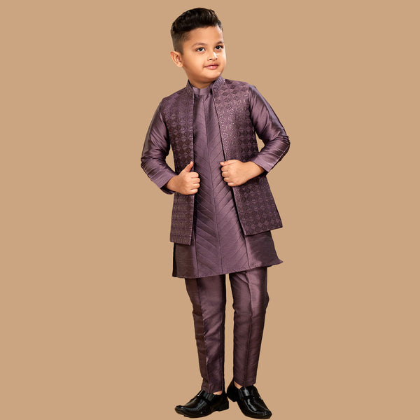 Elegant Silk Purple Indowestern for Kids