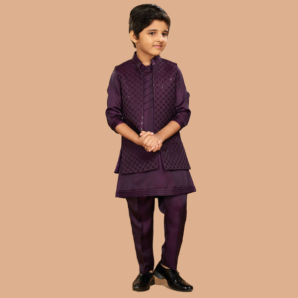 Trendy Purple Waistcoat Set for Kids