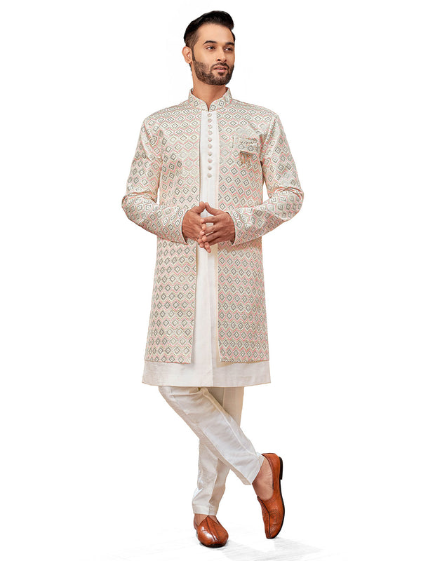 Distinctive Indo-Western Set for Men with Artistic Embroidery