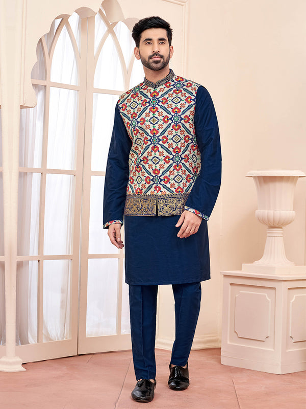 Elegance Royal Blue Kurta Bandi Set