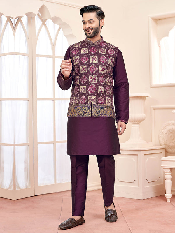 Graceful Regal Purple Kurta Bandi Set