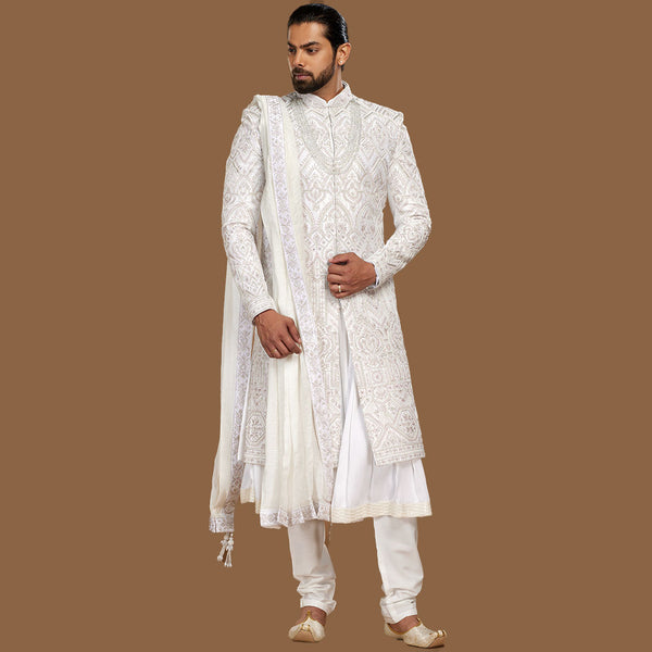 Regal Reverie Off-White Sherwani  for Men