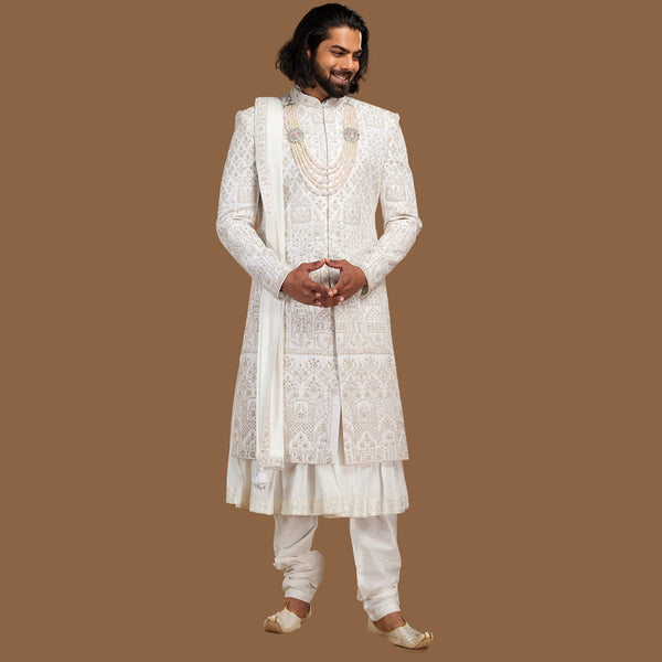 Opulence Off-White  Anarkali  Sherwani for Men