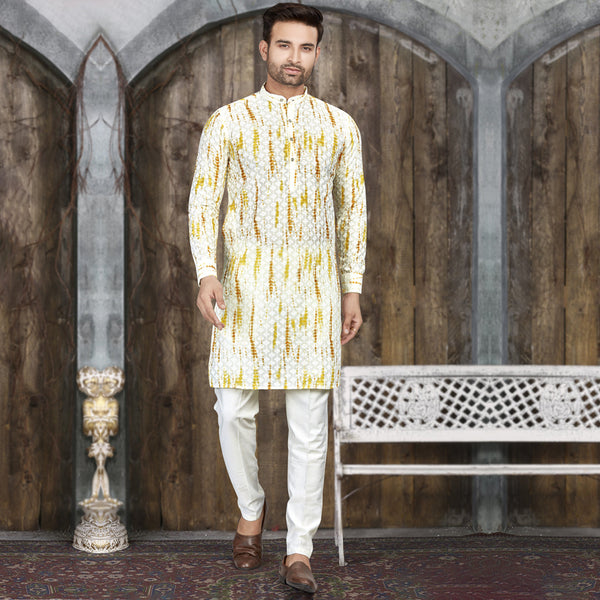 Radiance Gold Designer Printed Kurta for Men