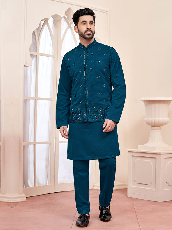 Glamour Teal Green Kurta Bandi Set