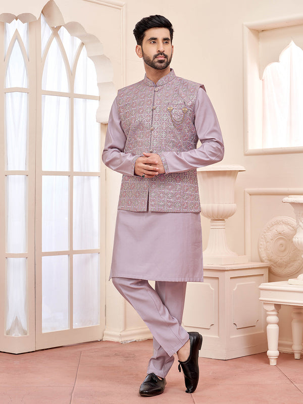 Effortless Lavender Kurta Bandi Set for Men