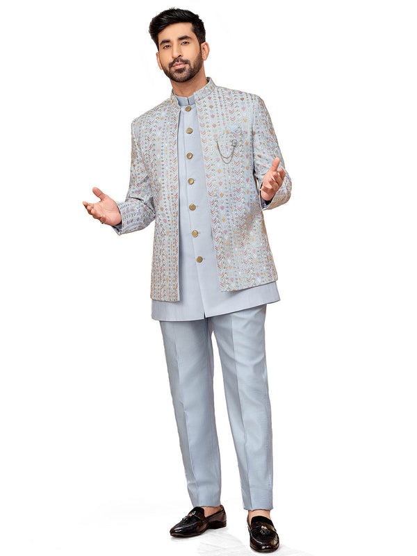 Sophisticated Blue Pastel Jodhpuri Set for Men