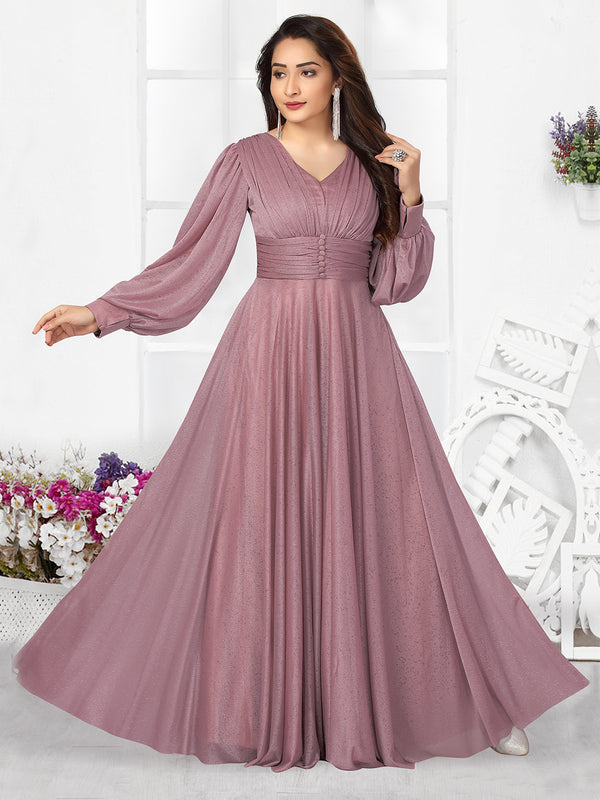 Onion Pink Party Wear Gown For Women
