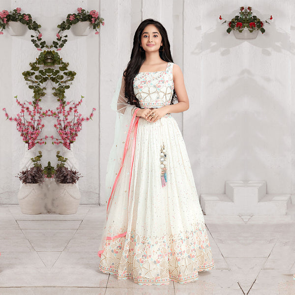 Cream Blooms with Floral Choli Set