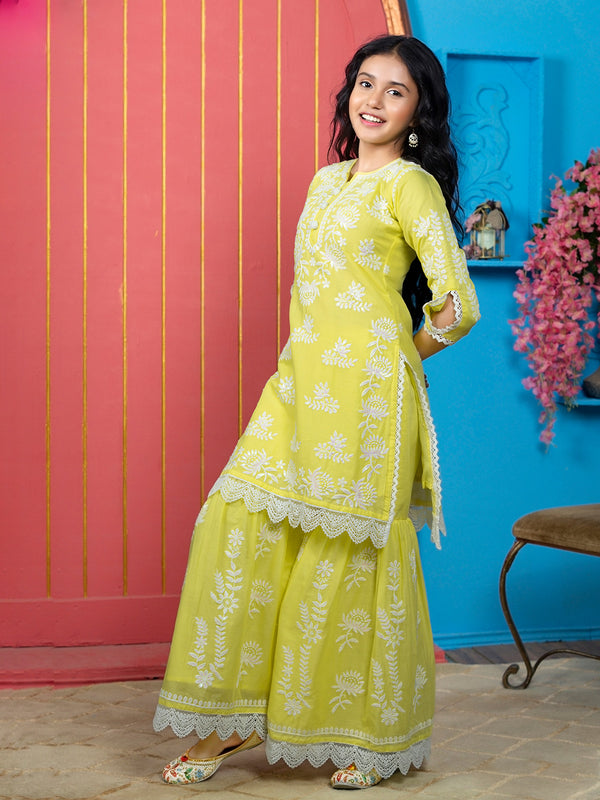 Radiant Sunflower Yellow Girls Palazzo Set