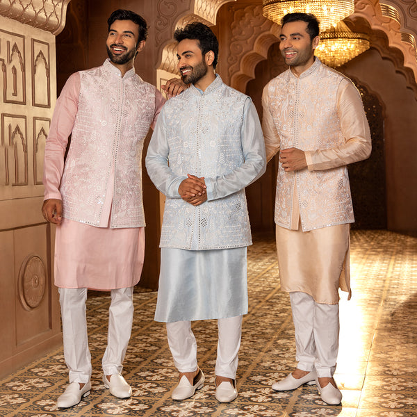 Fine Embroidery Elegant Designer Kurta Bandi for Men