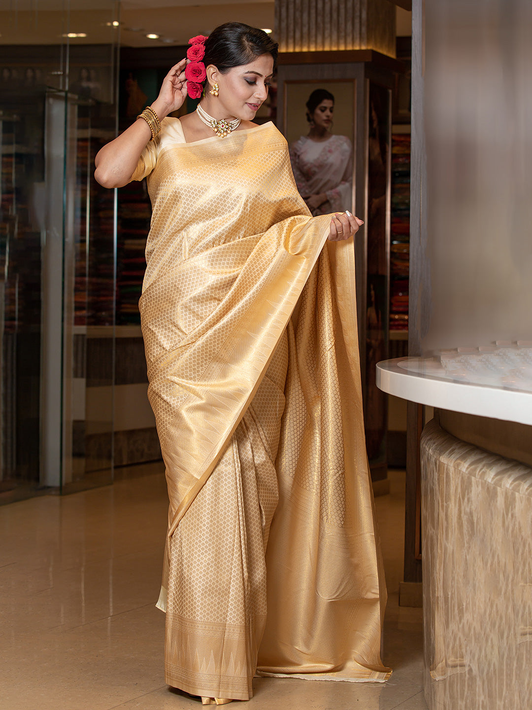Buy Beauteous Golden Heavy Embroidered Designer Jute Silk Saree | Party  Wear Sarees
