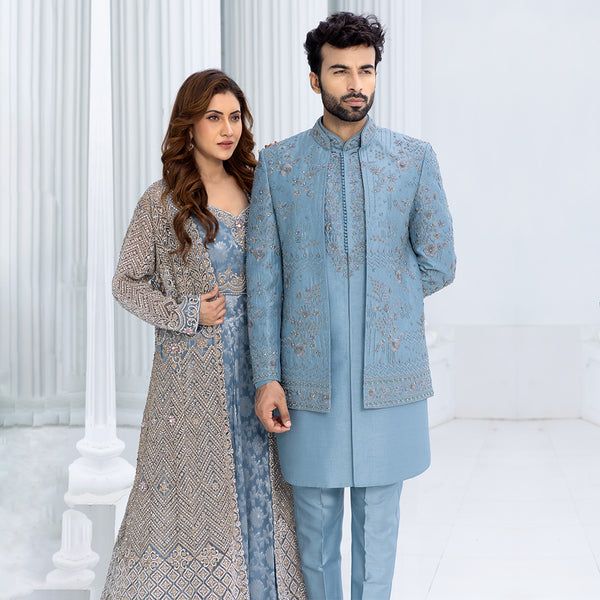 Dashing Blue Indo-Western with Contemporary Tailoring