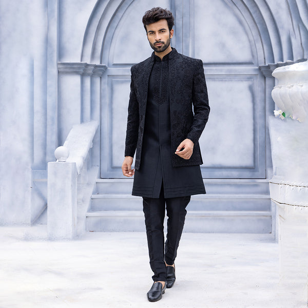 Striking Black Jodhpuri with Bold  Embellishments