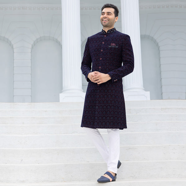 Embroidered Sequin Sherwani for Men