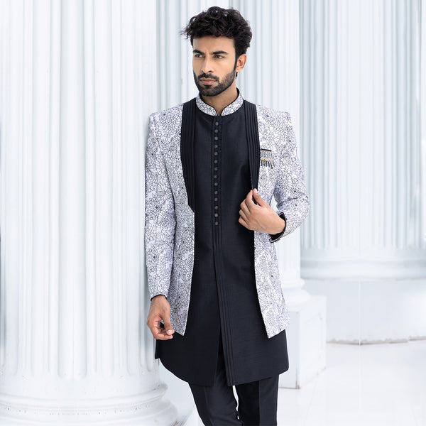 Sophisticated Black Indo-Western with Crisp White Jacke