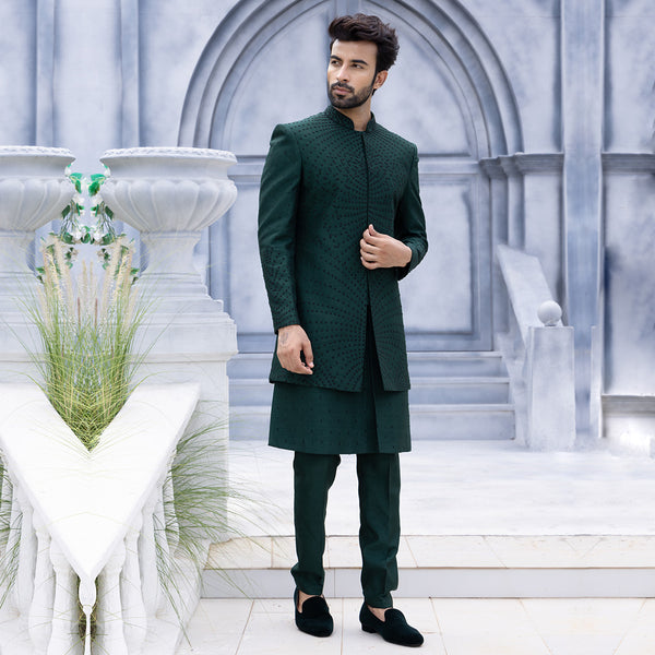 Vibrant Green Indo-Western with Modern Tailoring