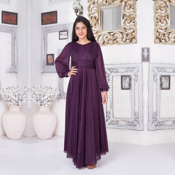 Dark Royal Purple Long Gown for Girls