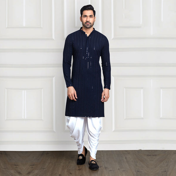 Dhoti pant kurta set in navy hue