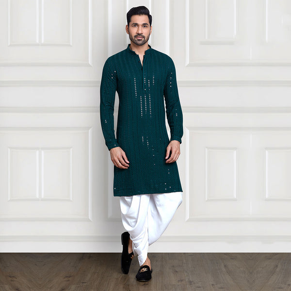 Peacock Green Embellished Dhoti Pants Kurta