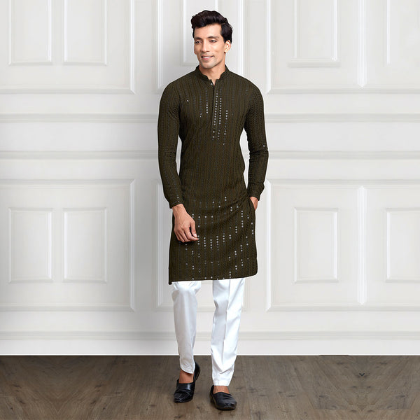 Green Embellished Kurta Pant Set