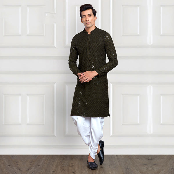 Forest Green Embellished Kurta Set