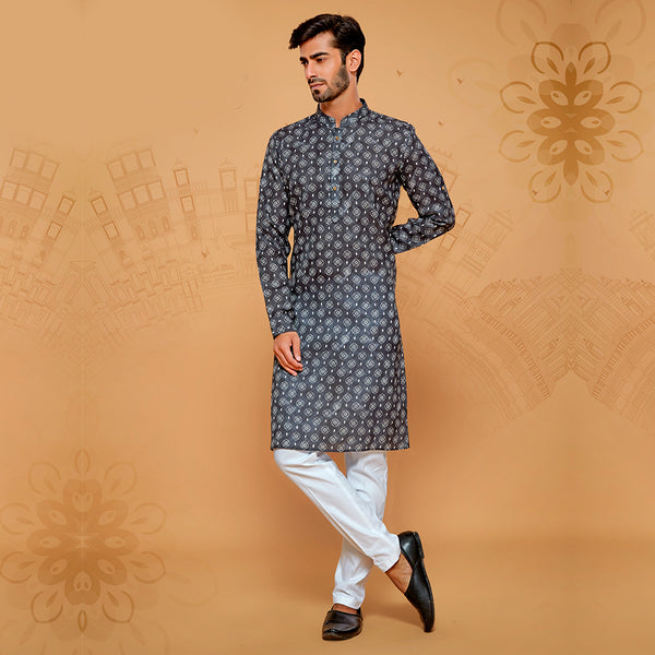 Stunning Black Abstract Printed Kurta