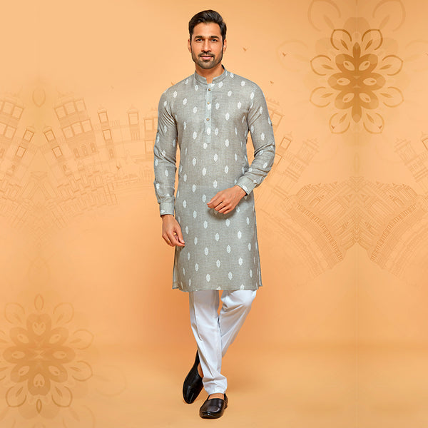 Dashing Grey Minimal Design Kurta