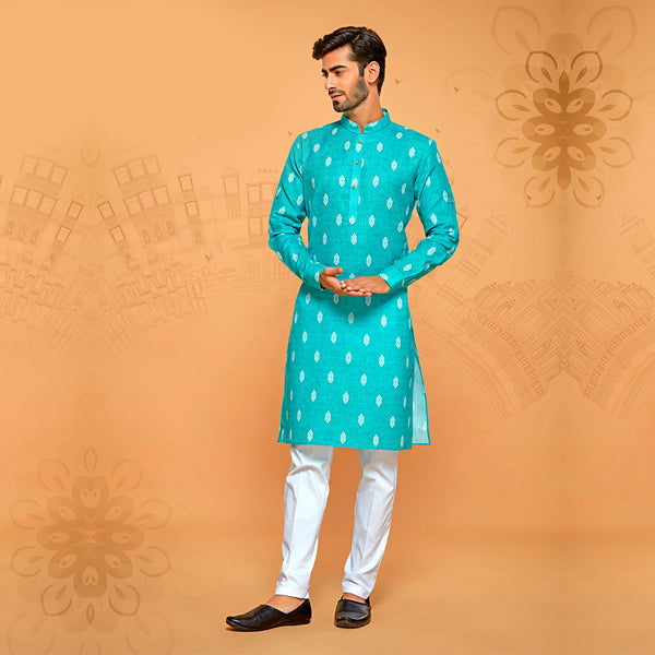 Minimal Printed Kurta in Sea Green