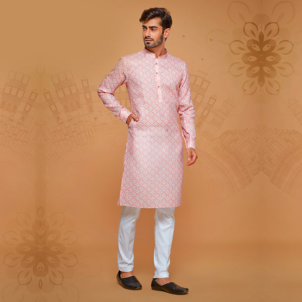Soft Cotton Kurta in Pink Enriched With Flower Print