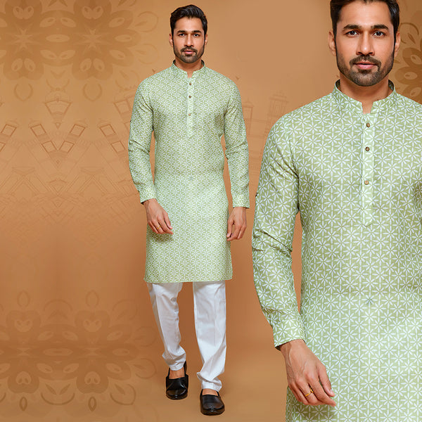 Fresh Green Hue Floral Printed Kurta