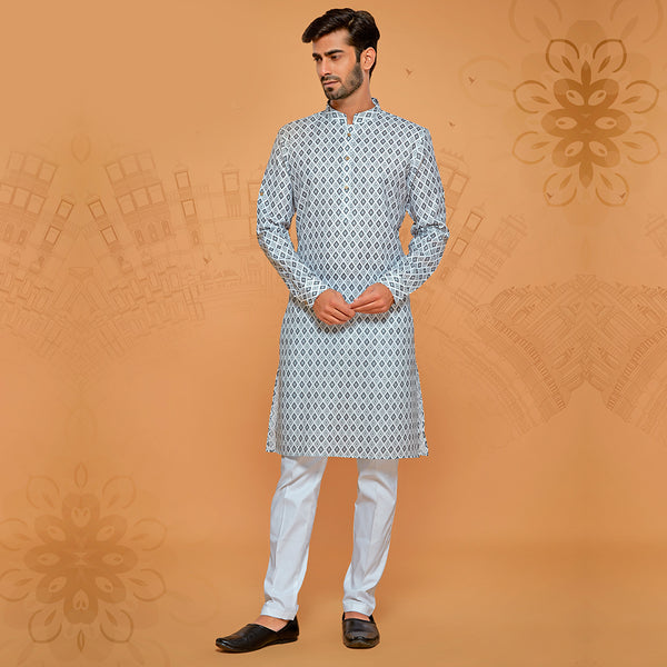 Sleek Style Basic Printed Kurta for Men