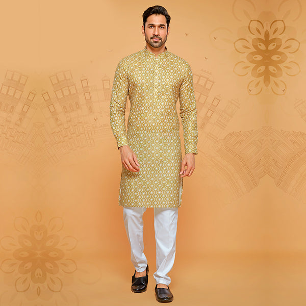 Cotton Printed Yellow Hued Kurta