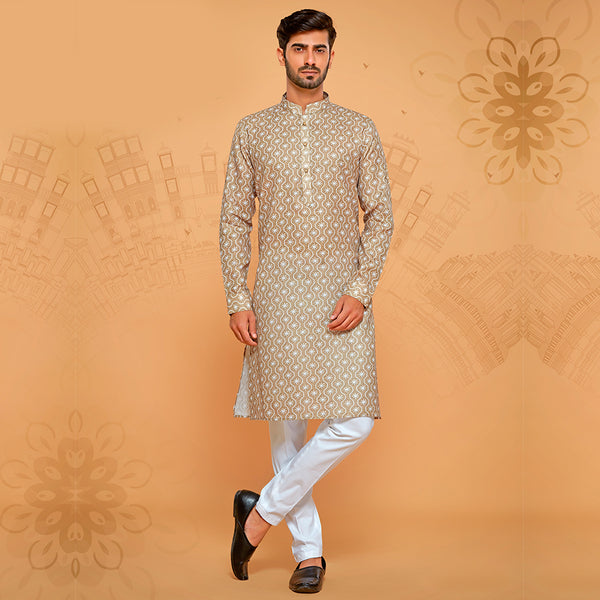 Cotton Printed Kurta in Earthy Tone