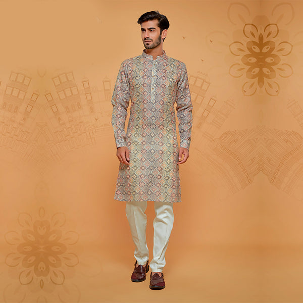 Cotton Print Kurta in Multi-Colour