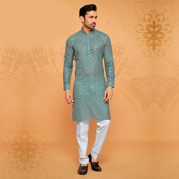 Classy Grey Kurta With ink Blot Print