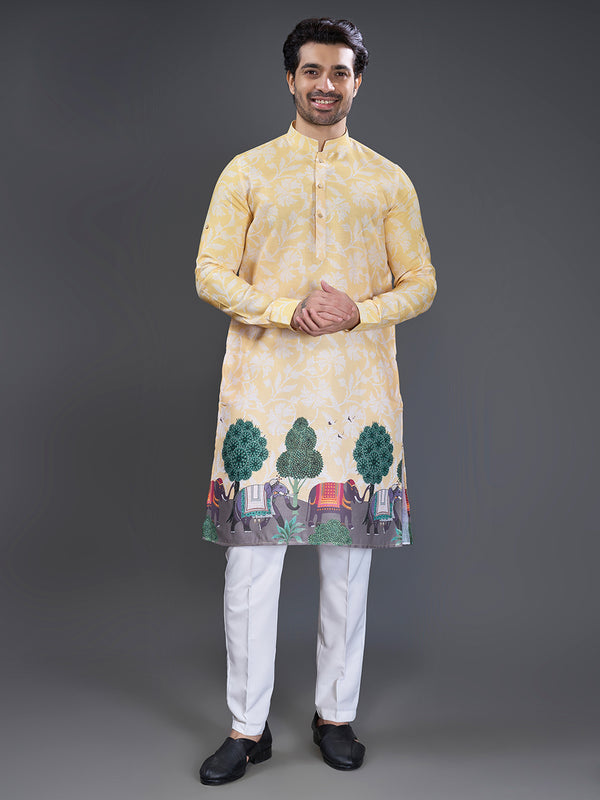Butter yellow printed with jungle theme