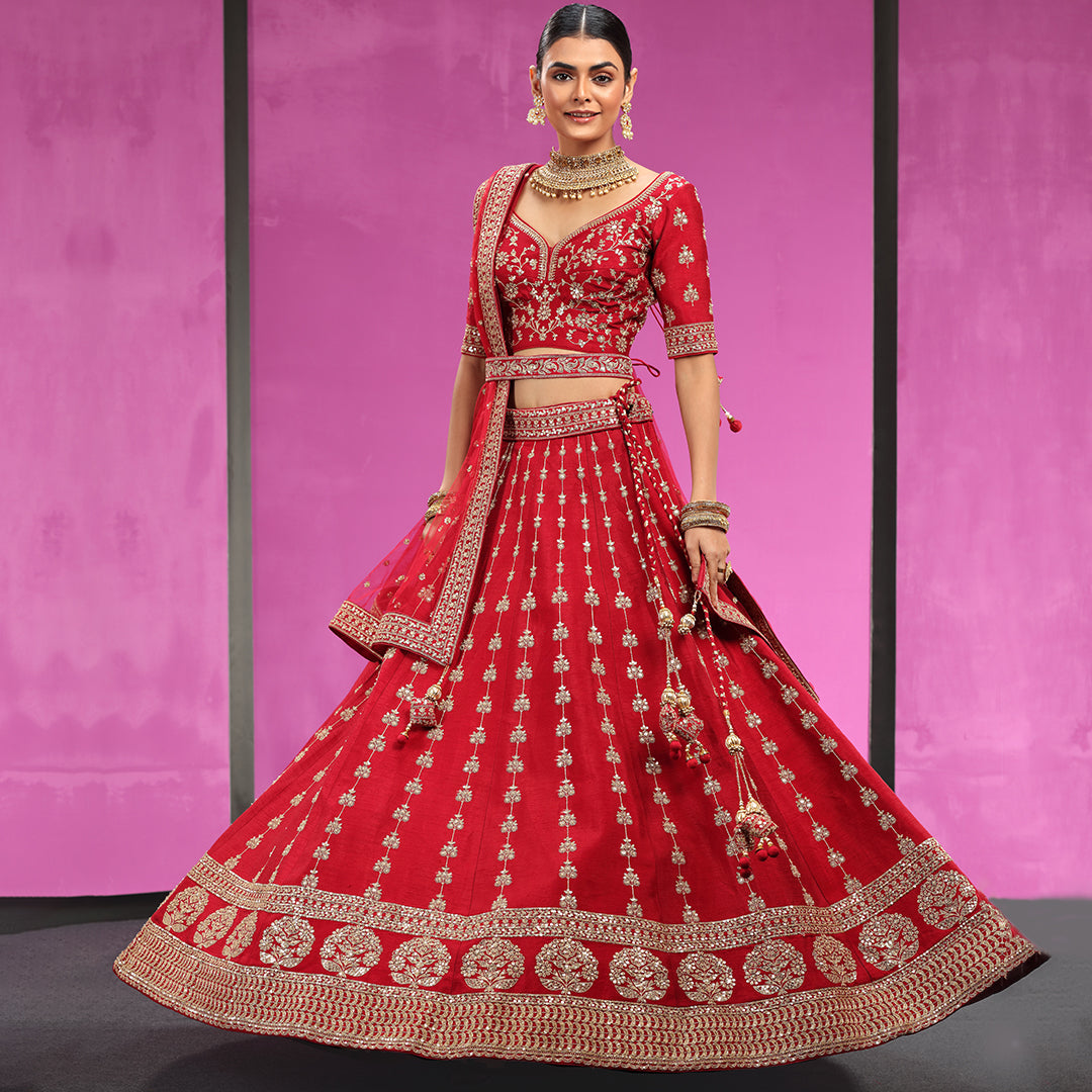 Nirmal Creations Best & Pure Red Bridal And Wedding Lehenga Set - Nirmal  Creations | Nirmal Creations