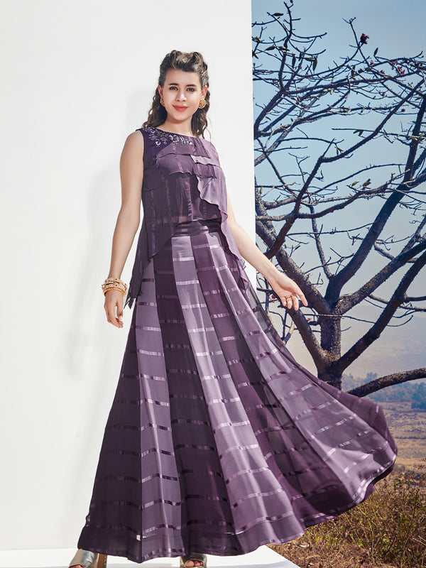 Enchanting Indo-Western Skirt Top in Shades of Purple
