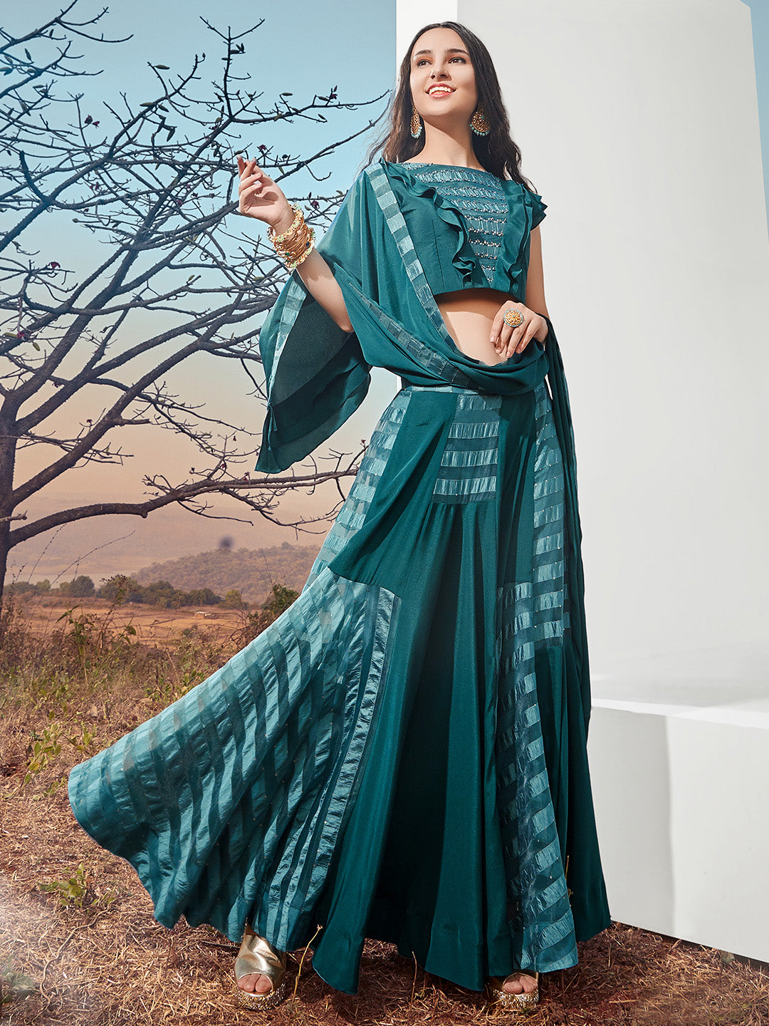 Casual Wear Embroidery Pastel Green Layer Lehenga, Size: Free Size at Rs  999 in Surat